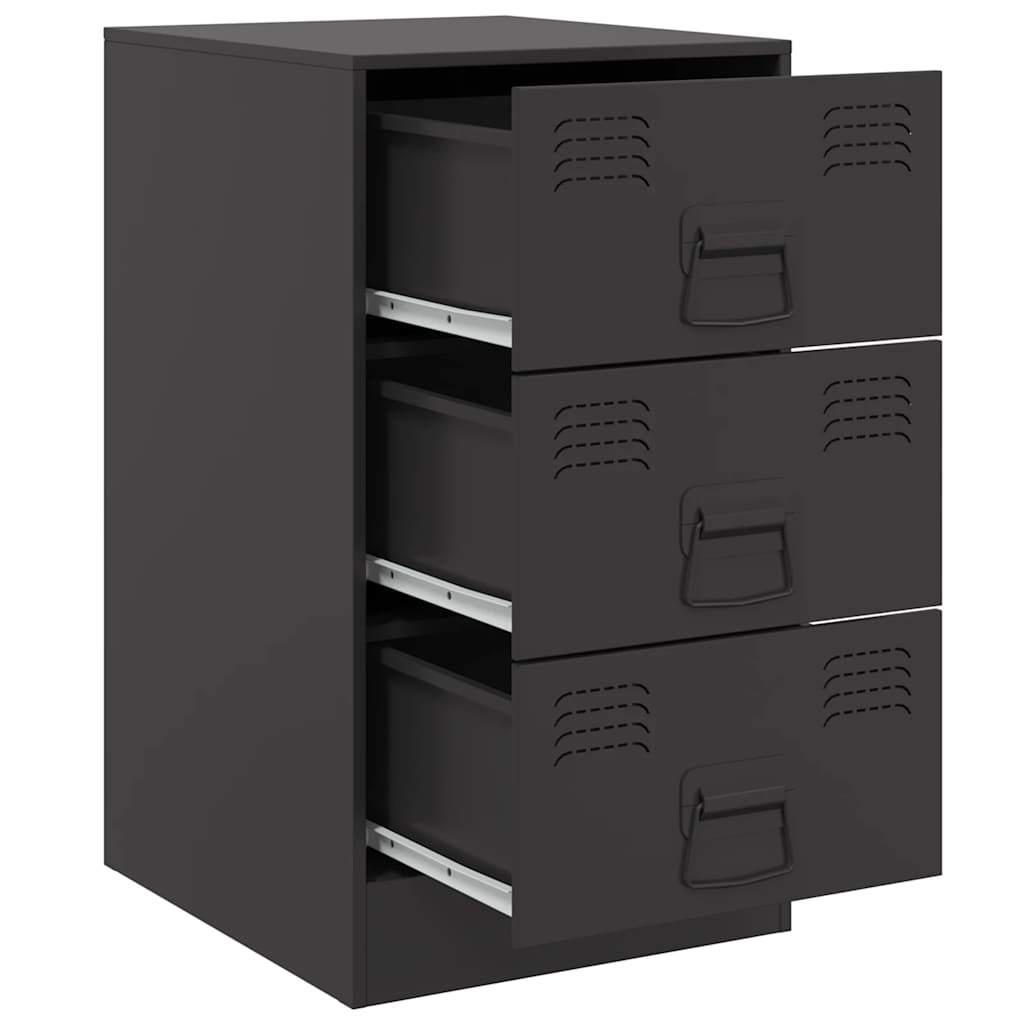 Set of 2 Black Steel Bedside Cabinets - 34.5x39x62 cm