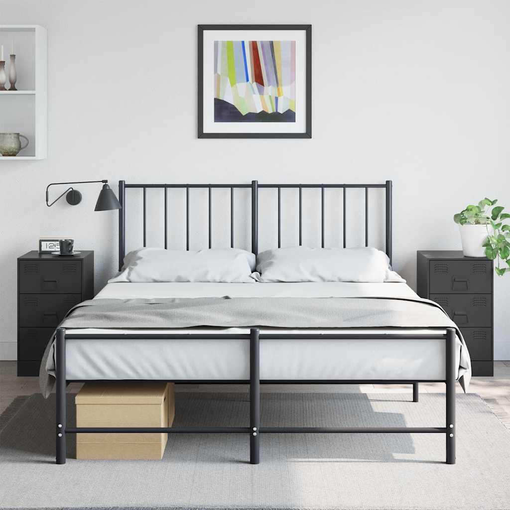 Set of 2 Black Steel Bedside Cabinets - 34.5x39x62 cm