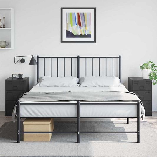 Set of 2 Black Steel Bedside Cabinets - 34.5x39x62 cm