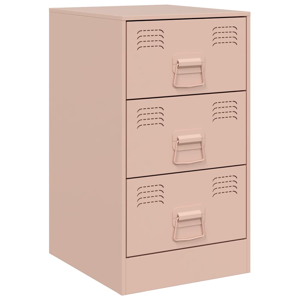 Steel Pink Bedside Cabinet - 34.5x39x62 cm for Stylish Storage