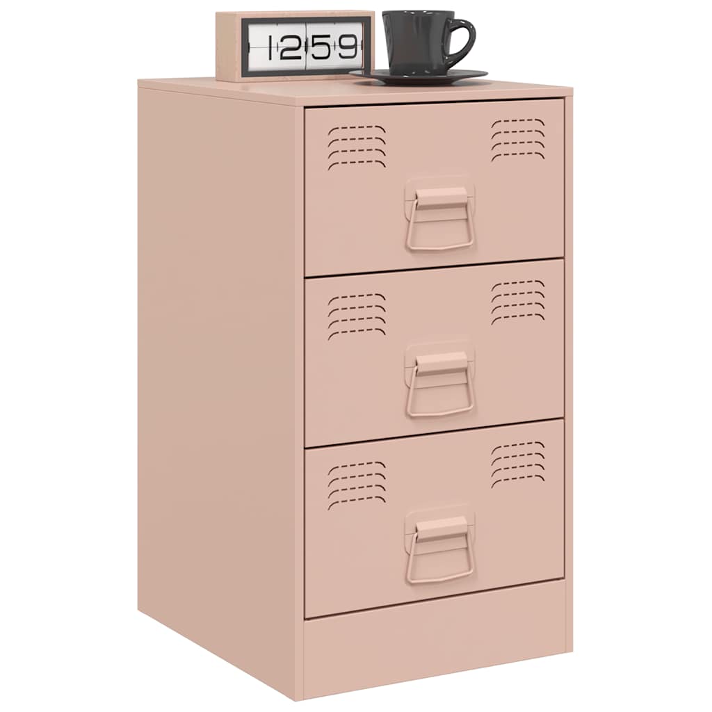 Steel Pink Bedside Cabinet - 34.5x39x62 cm for Stylish Storage