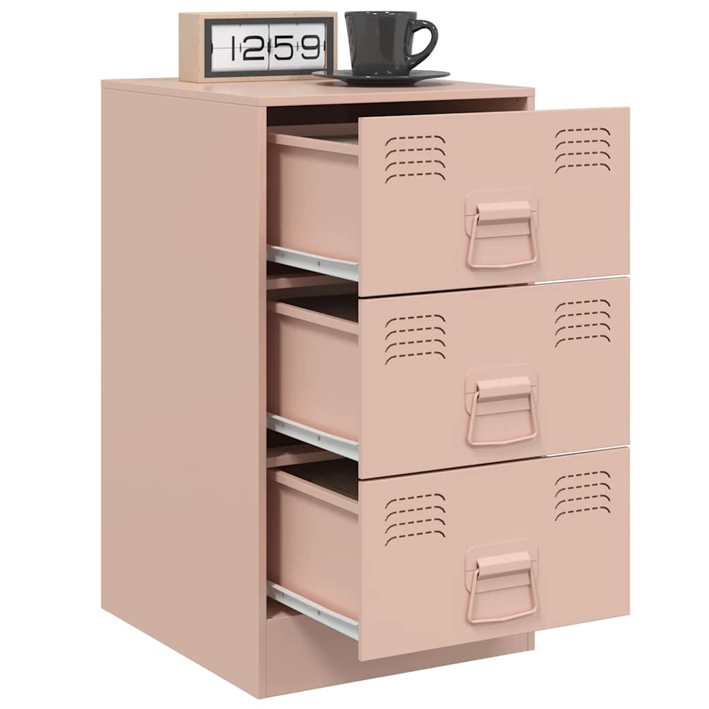 Steel Pink Bedside Cabinet - 34.5x39x62 cm for Stylish Storage