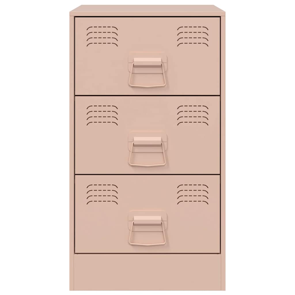 Steel Pink Bedside Cabinet - 34.5x39x62 cm for Stylish Storage