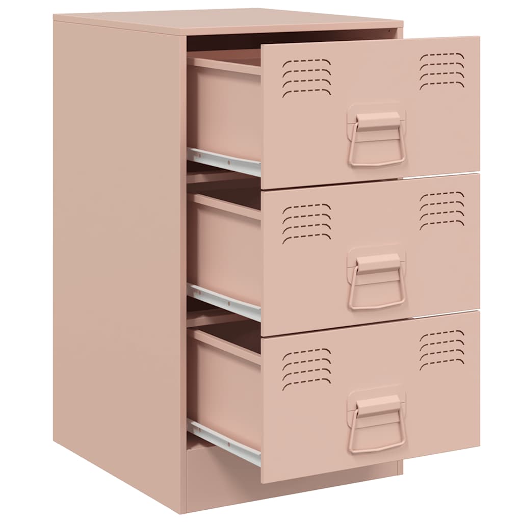 Steel Pink Bedside Cabinet - 34.5x39x62 cm for Stylish Storage