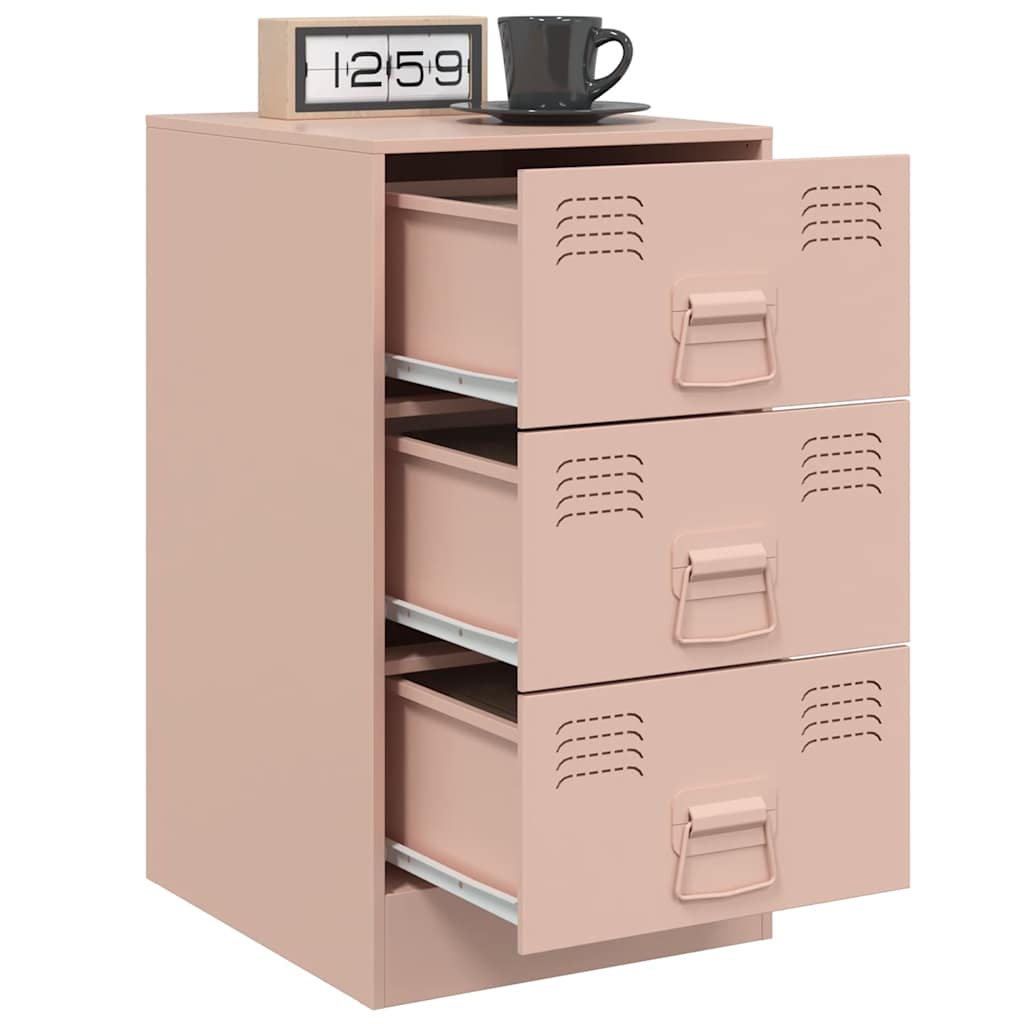 Pink Steel Bedside Cabinets Set of 2 - 34.5x39x62 cm