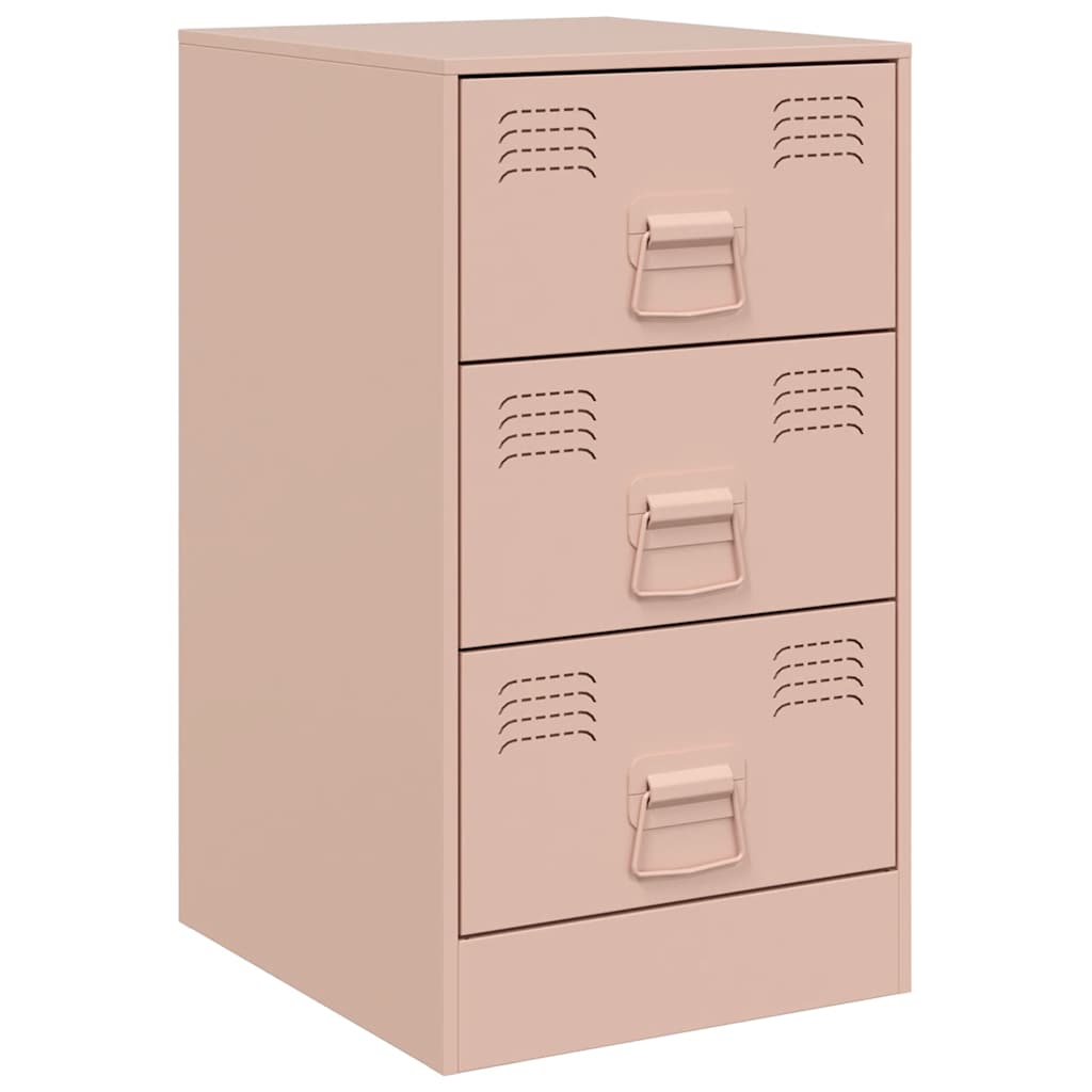 Pink Steel Bedside Cabinets Set of 2 - 34.5x39x62 cm