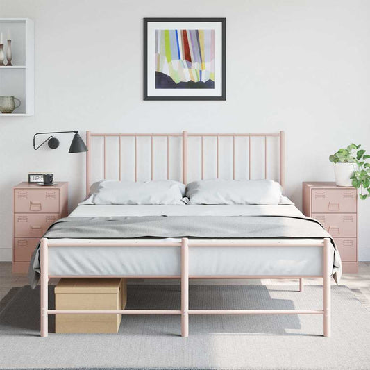 Pink Steel Bedside Cabinets Set of 2 - 34.5x39x62 cm