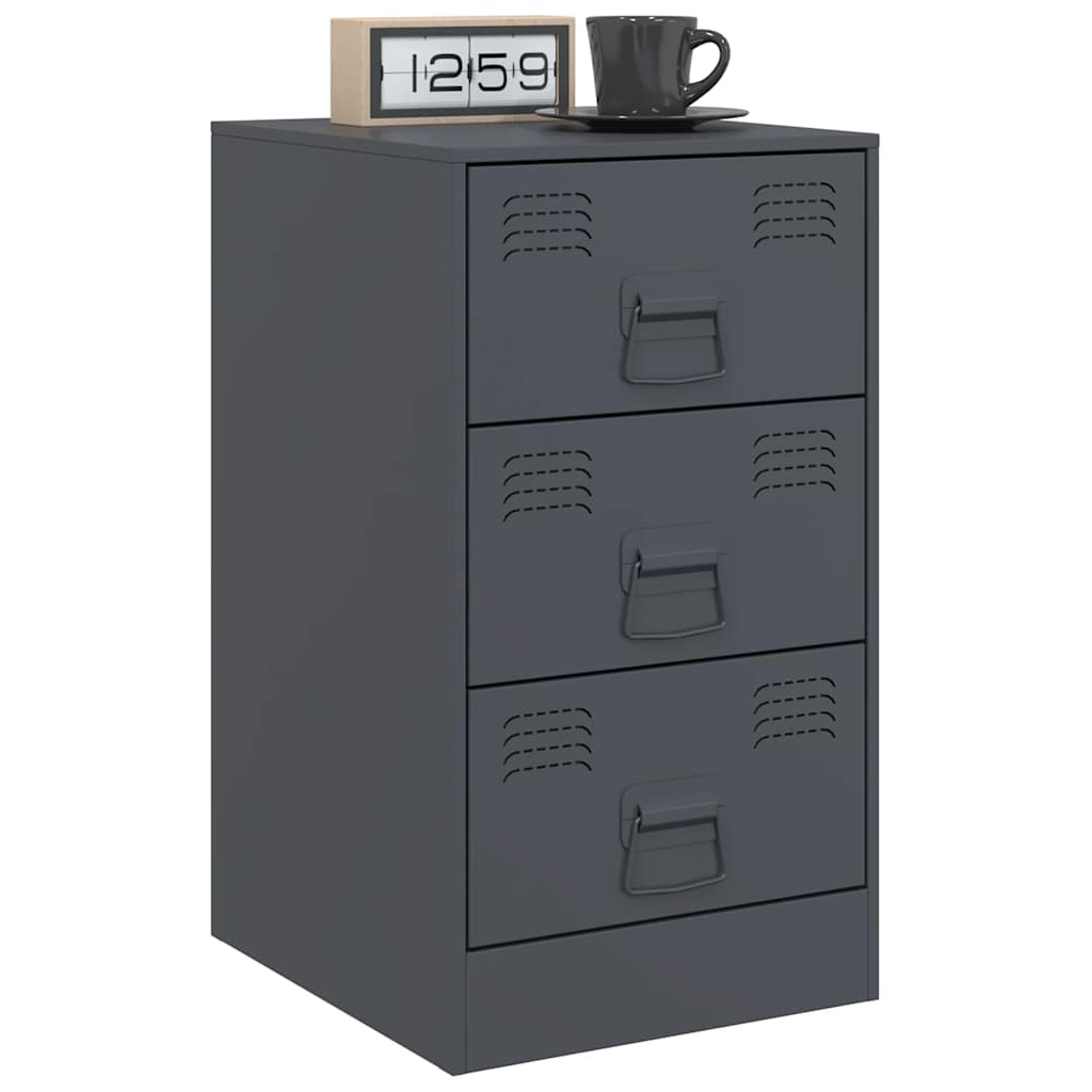 Anthracite Steel Bedside Cabinets 2 Pcs - Compact & Stylish