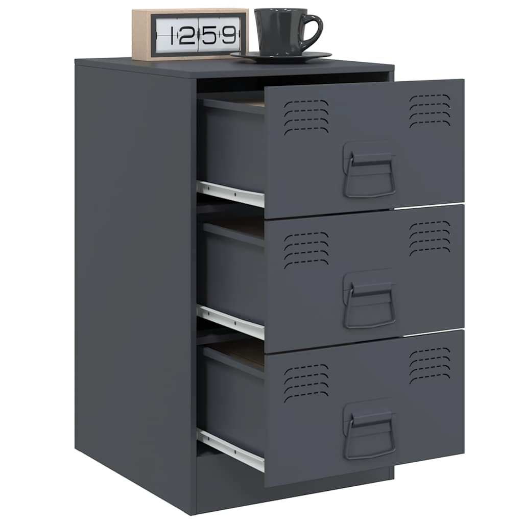 Anthracite Steel Bedside Cabinets 2 Pcs - Compact & Stylish