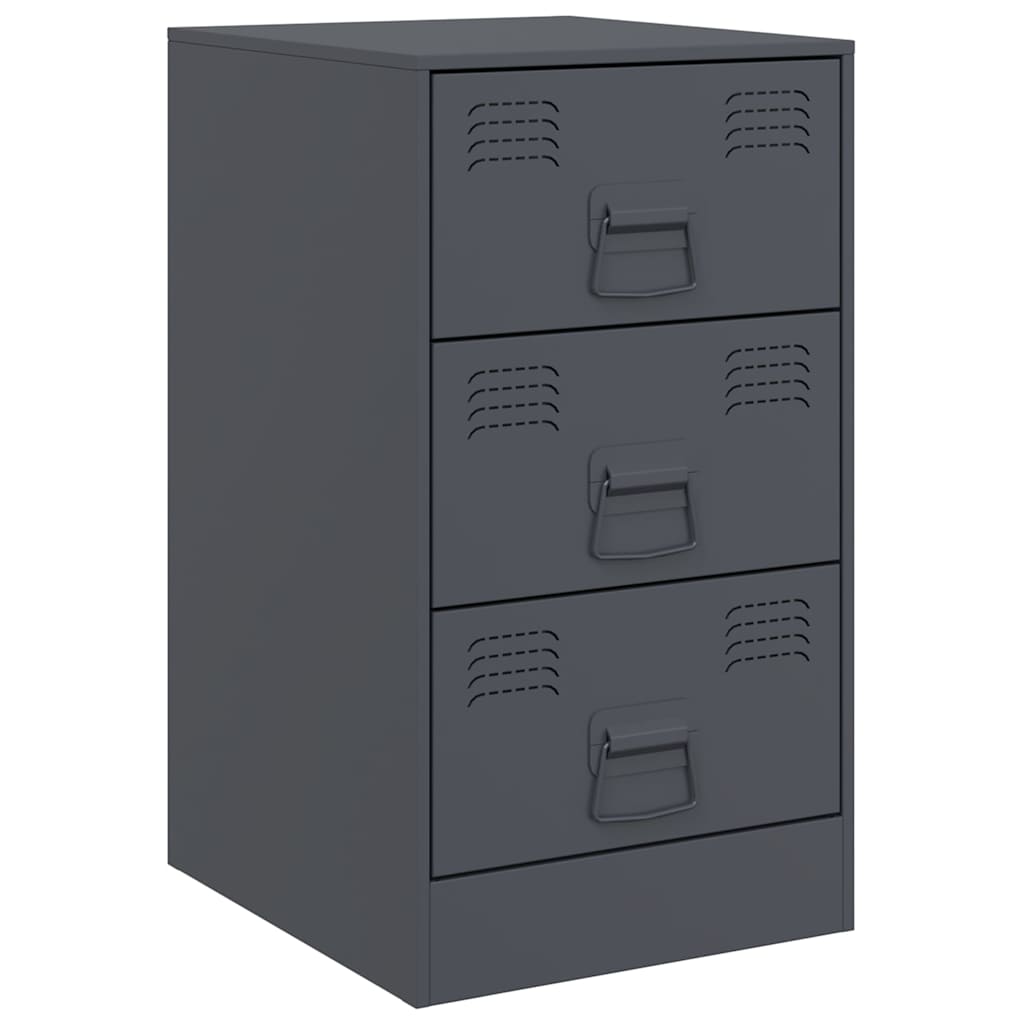 Anthracite Steel Bedside Cabinets 2 Pcs - Compact & Stylish
