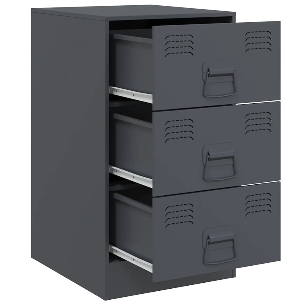 Anthracite Steel Bedside Cabinets 2 Pcs - Compact & Stylish