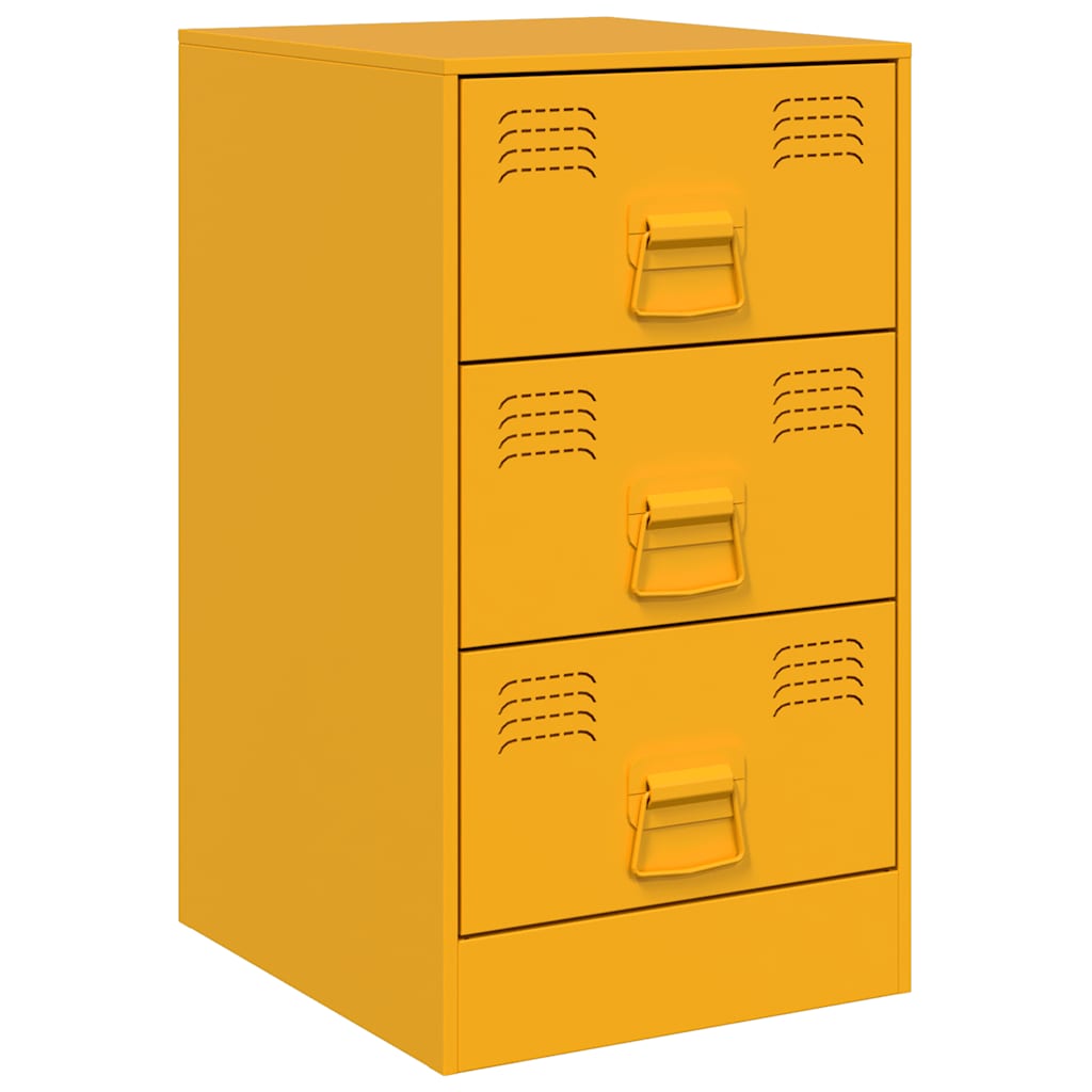 Mustard Yellow Steel Bedside Cabinet - 34.5x39x62 cm