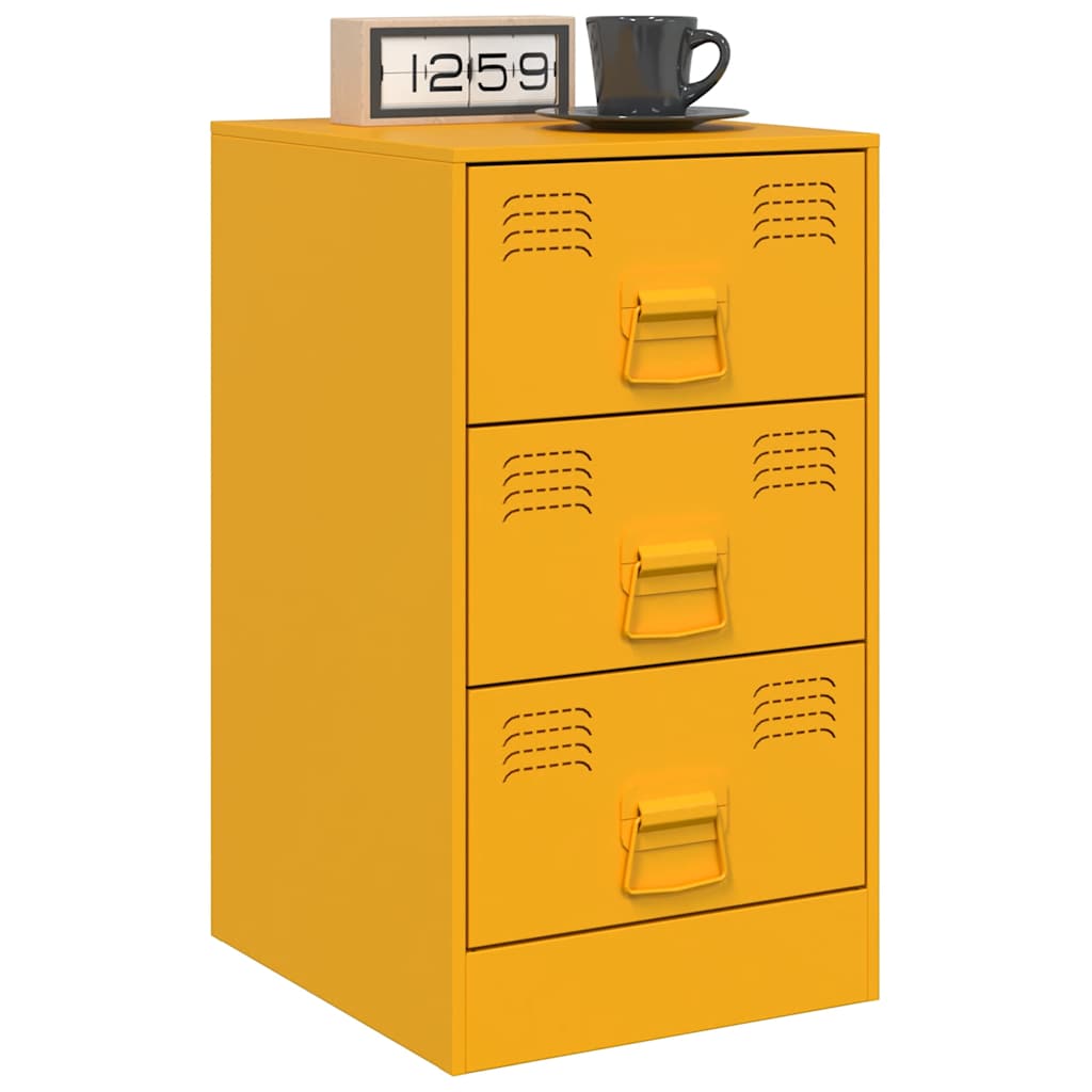 Mustard Yellow Steel Bedside Cabinet - 34.5x39x62 cm