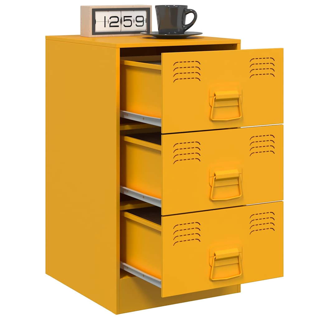 Mustard Yellow Steel Bedside Cabinet - 34.5x39x62 cm