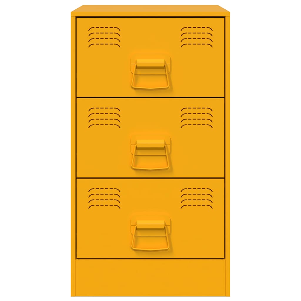 Mustard Yellow Steel Bedside Cabinet - 34.5x39x62 cm