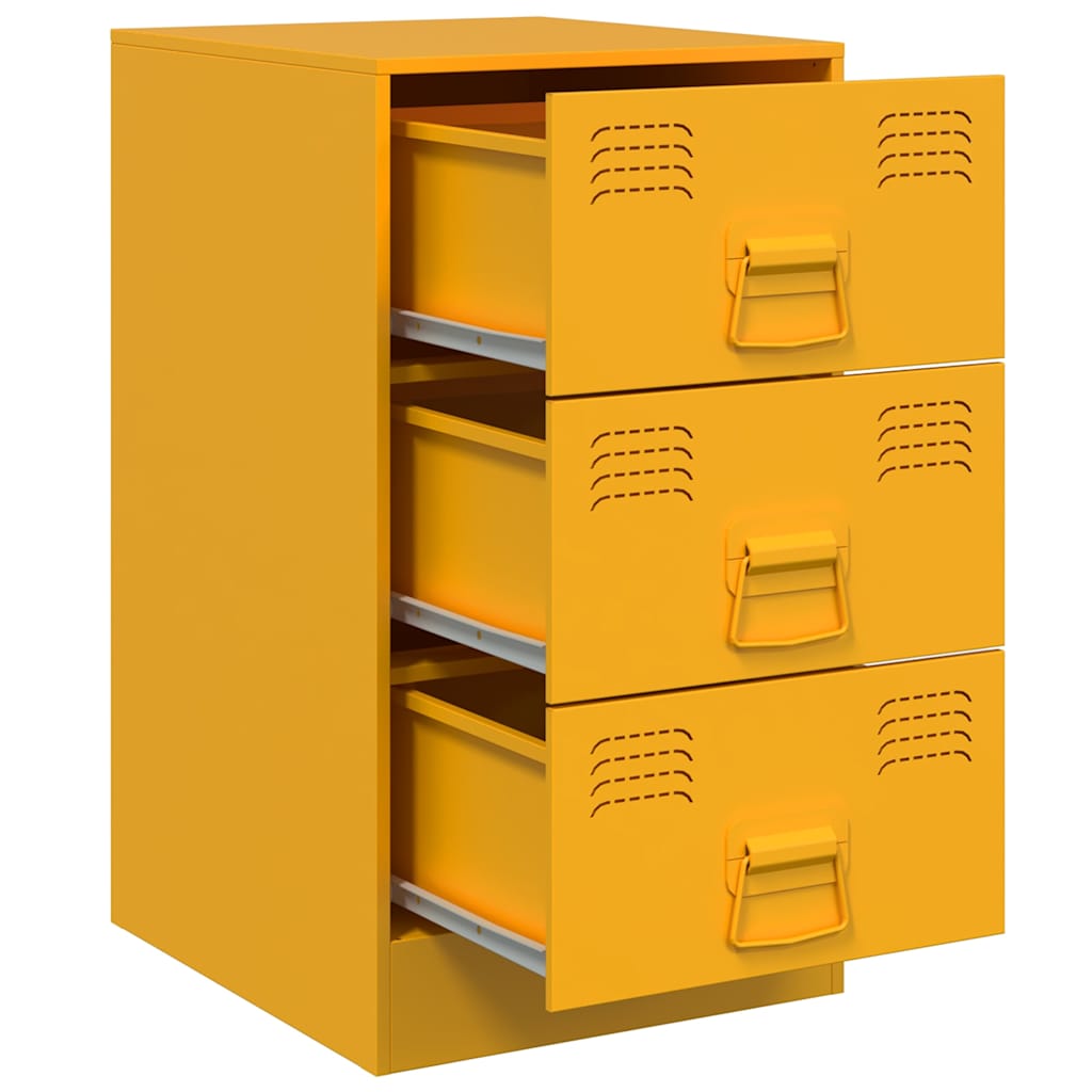 Mustard Yellow Steel Bedside Cabinet - 34.5x39x62 cm