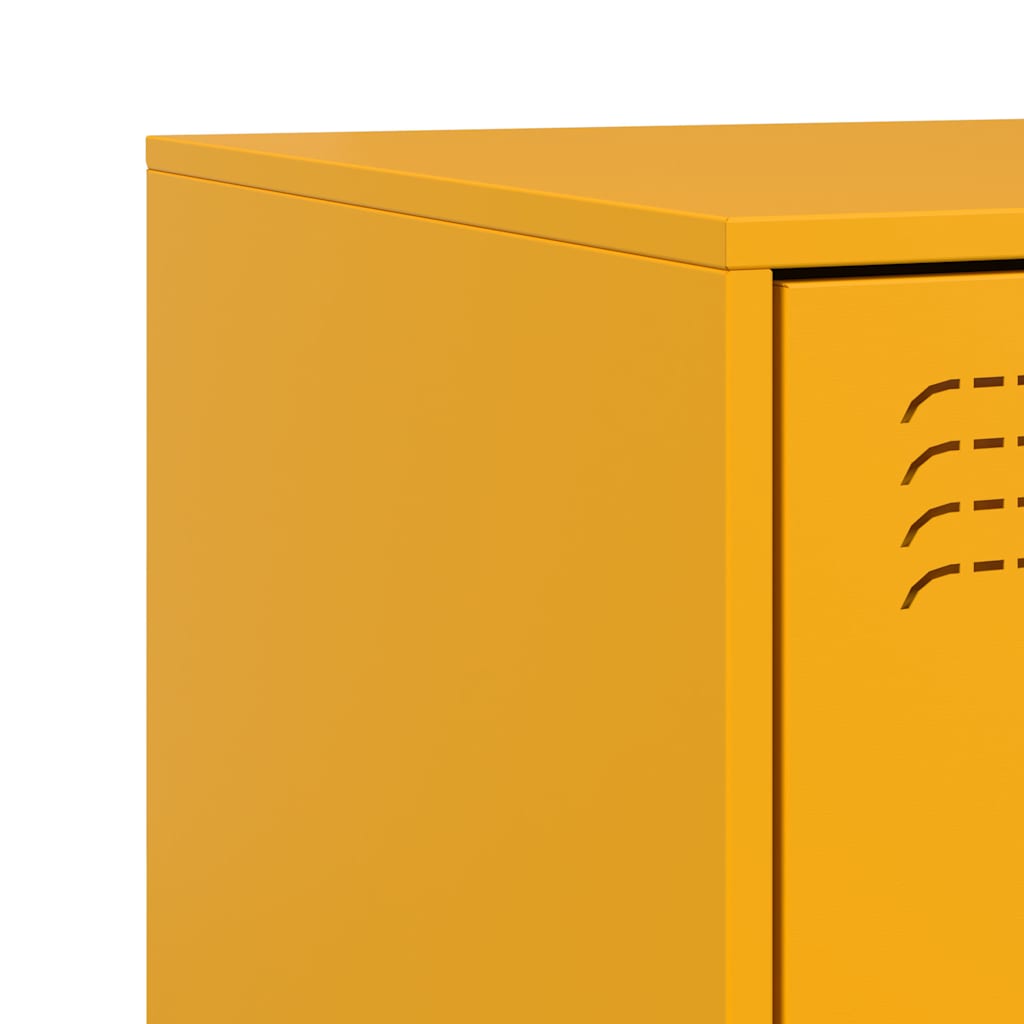 Mustard Yellow Steel Bedside Cabinet - 34.5x39x62 cm