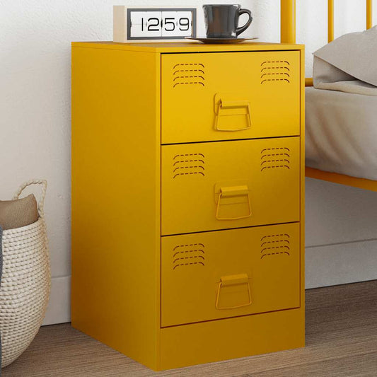 Mustard Yellow Steel Bedside Cabinet - 34.5x39x62 cm