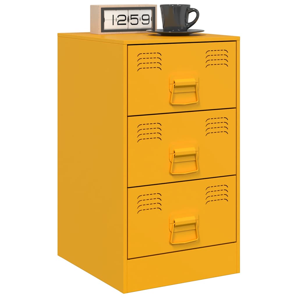 Mustard Yellow Steel Bedside Cabinets 2 pcs - 34.5x39x62 cm