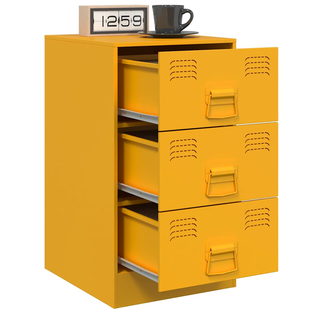 Mustard Yellow Steel Bedside Cabinets 2 pcs - 34.5x39x62 cm