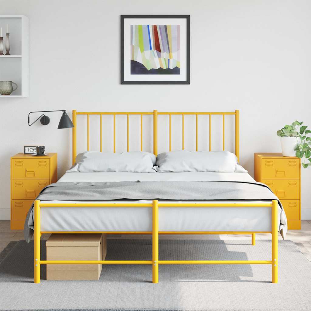 Mustard Yellow Steel Bedside Cabinets 2 pcs - 34.5x39x62 cm