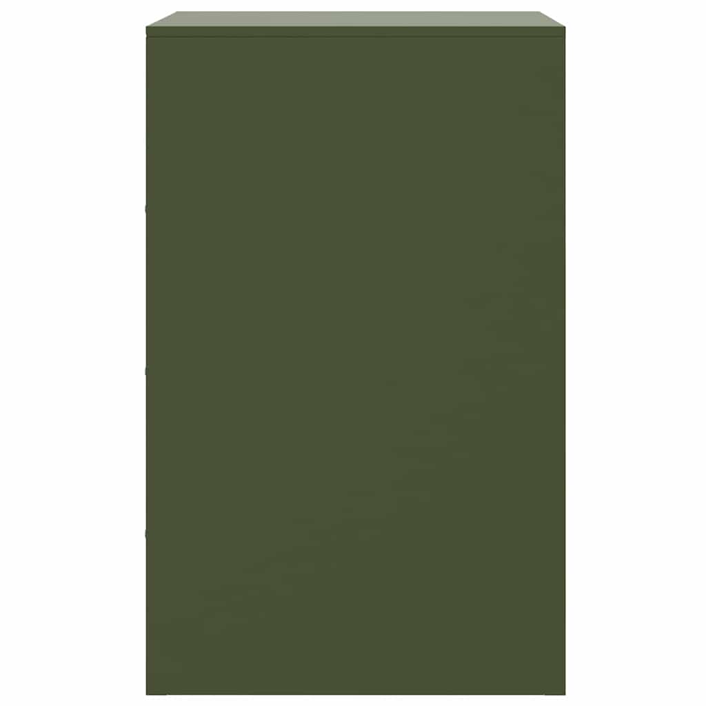 Pair of Olive Green Steel Bedside Cabinets - 34.5x39x62 cm