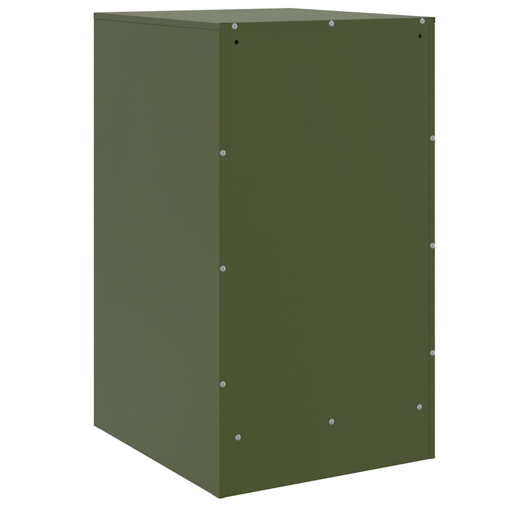 Pair of Olive Green Steel Bedside Cabinets - 34.5x39x62 cm