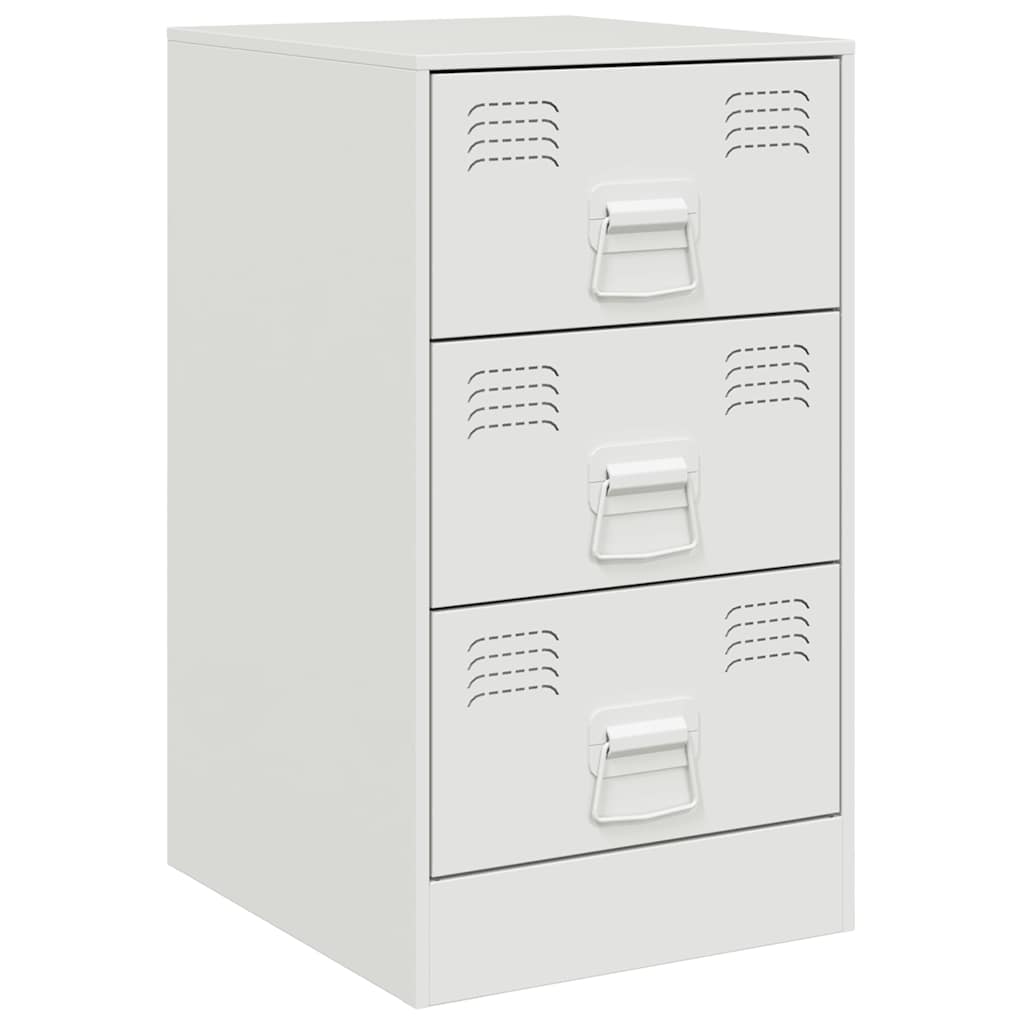 Steel Bedside Cabinet in White - 34.5x39x62 cm