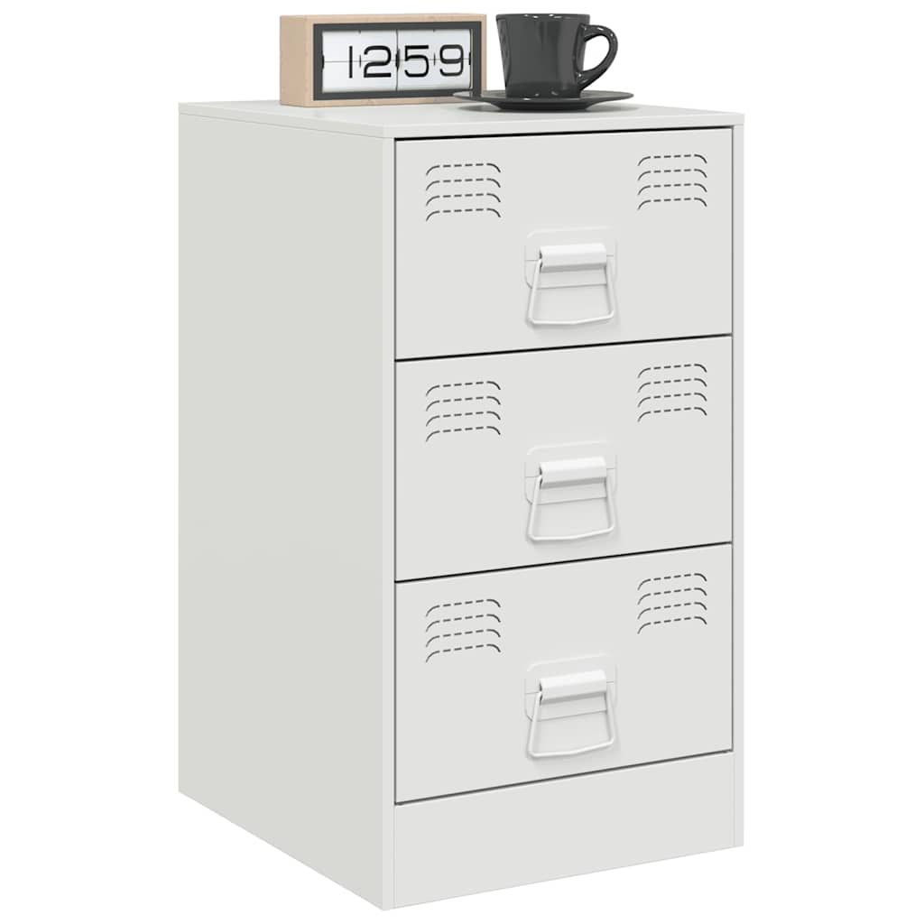 Steel Bedside Cabinet in White - 34.5x39x62 cm