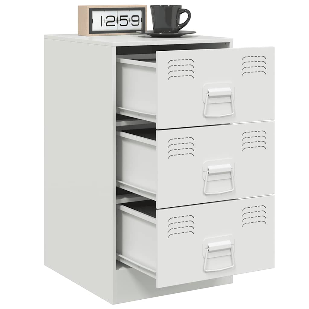 Steel Bedside Cabinet in White - 34.5x39x62 cm
