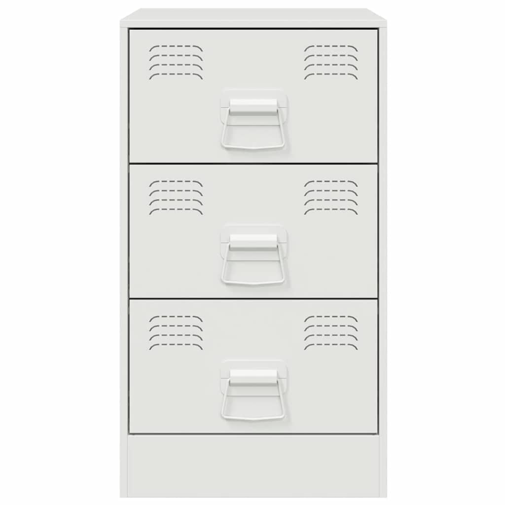 Steel Bedside Cabinet in White - 34.5x39x62 cm
