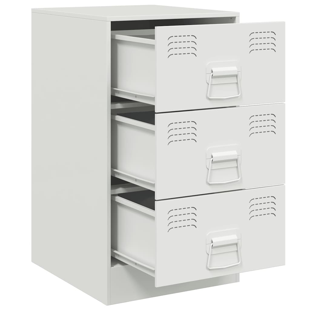 Steel Bedside Cabinet in White - 34.5x39x62 cm