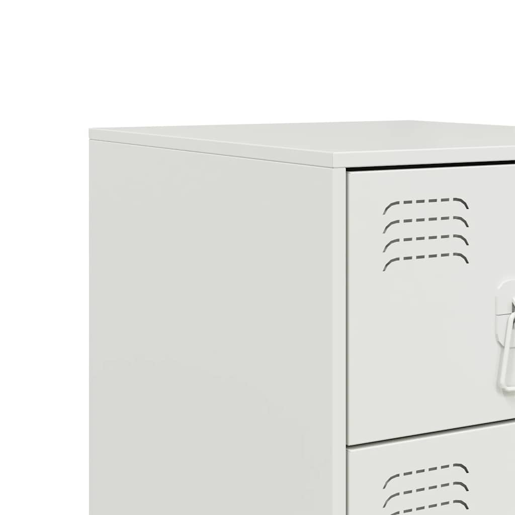 Steel Bedside Cabinet in White - 34.5x39x62 cm