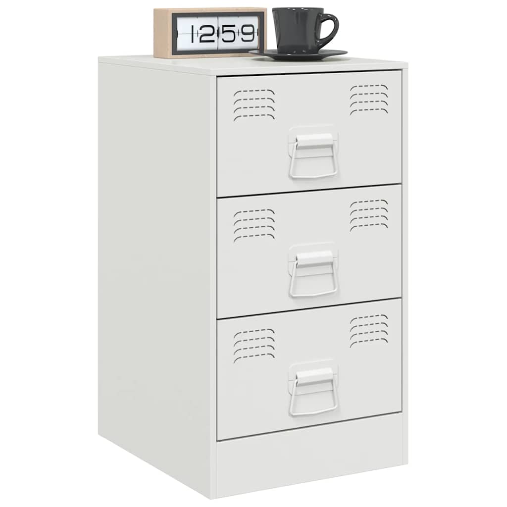 Set of 2 White Steel Bedside Cabinets - 34.5x39x62 cm
