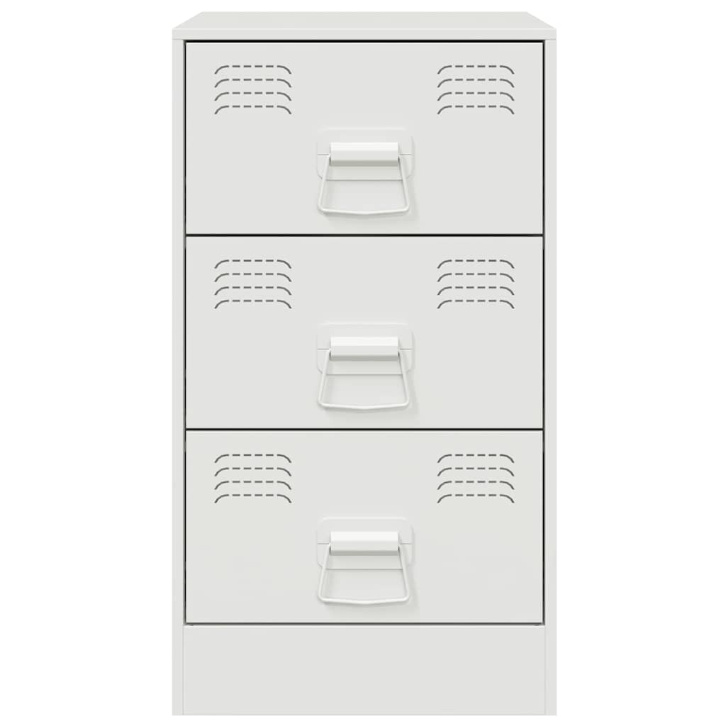 Set of 2 White Steel Bedside Cabinets - 34.5x39x62 cm