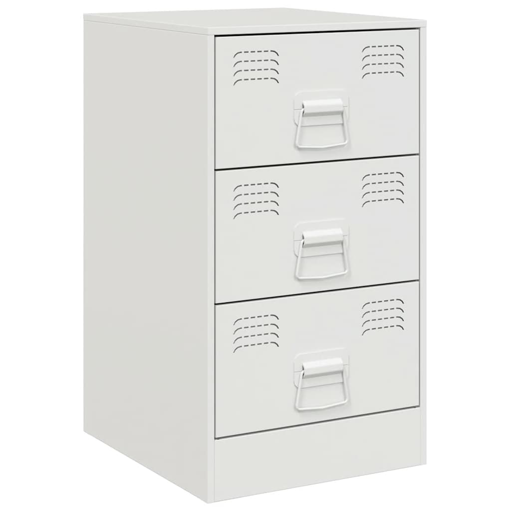 Set of 2 White Steel Bedside Cabinets - 34.5x39x62 cm