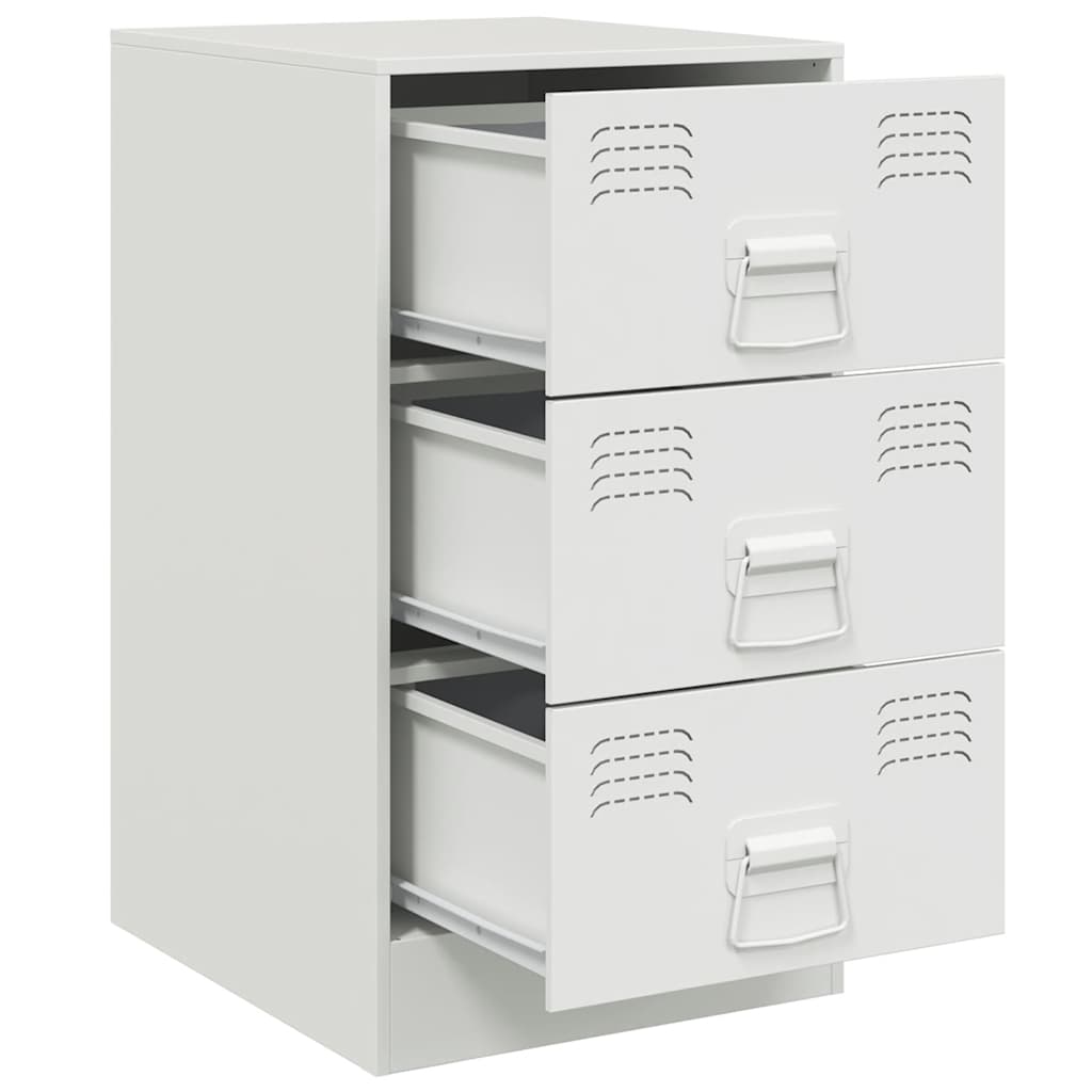 Set of 2 White Steel Bedside Cabinets - 34.5x39x62 cm