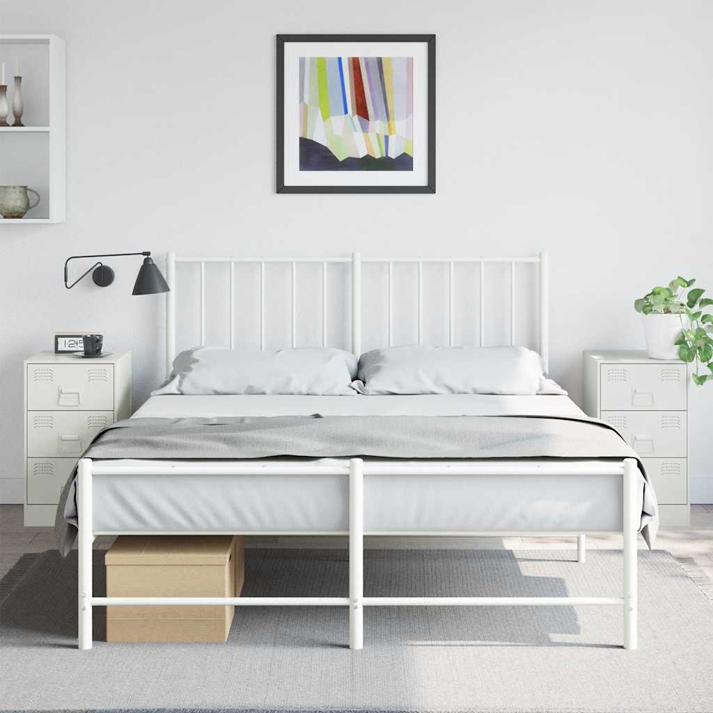 Set of 2 White Steel Bedside Cabinets - 34.5x39x62 cm