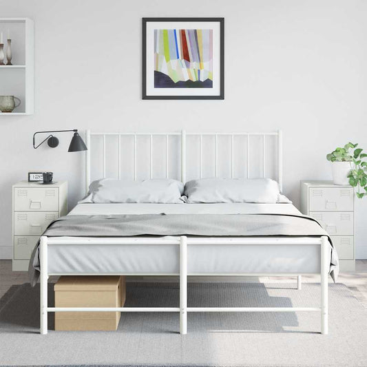Set of 2 White Steel Bedside Cabinets - 34.5x39x62 cm