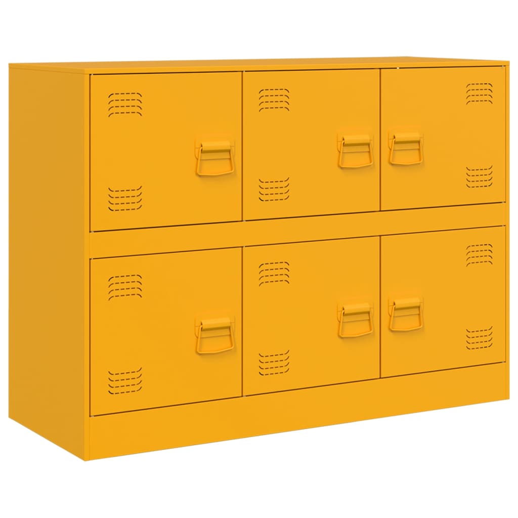 Mustard Yellow Steel Sideboard, 99x39x73 cm - Stylish Storage Solution