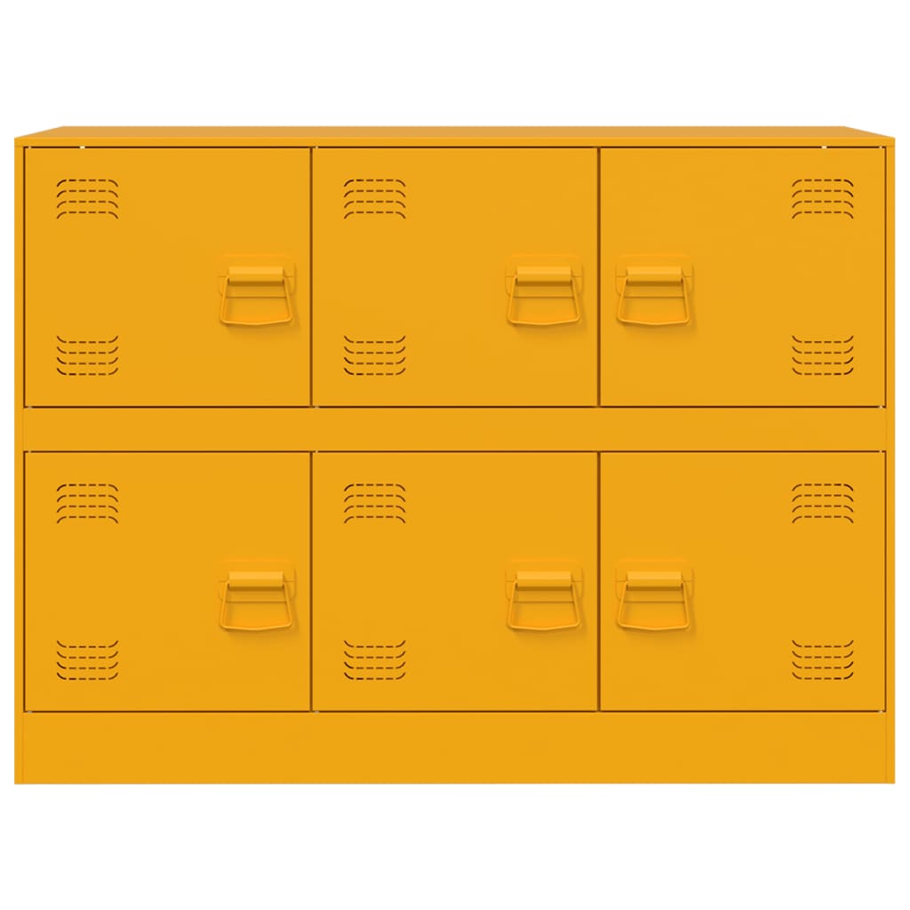 Mustard Yellow Steel Sideboard, 99x39x73 cm - Stylish Storage Solution