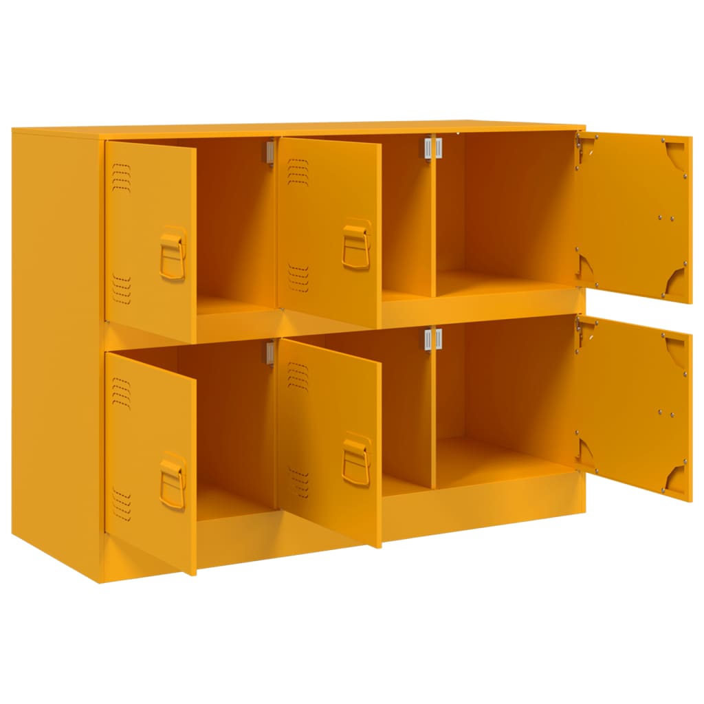 Mustard Yellow Steel Sideboard, 99x39x73 cm - Stylish Storage Solution