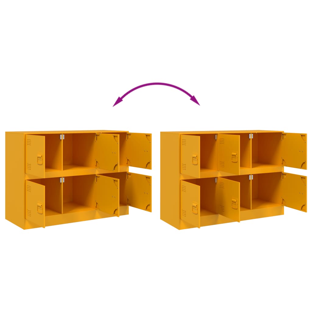 Mustard Yellow Steel Sideboard, 99x39x73 cm - Stylish Storage Solution