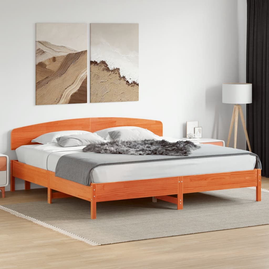 Solid Wood Pine Headboard, Wax Brown, 200 cm - Stylish & Durable