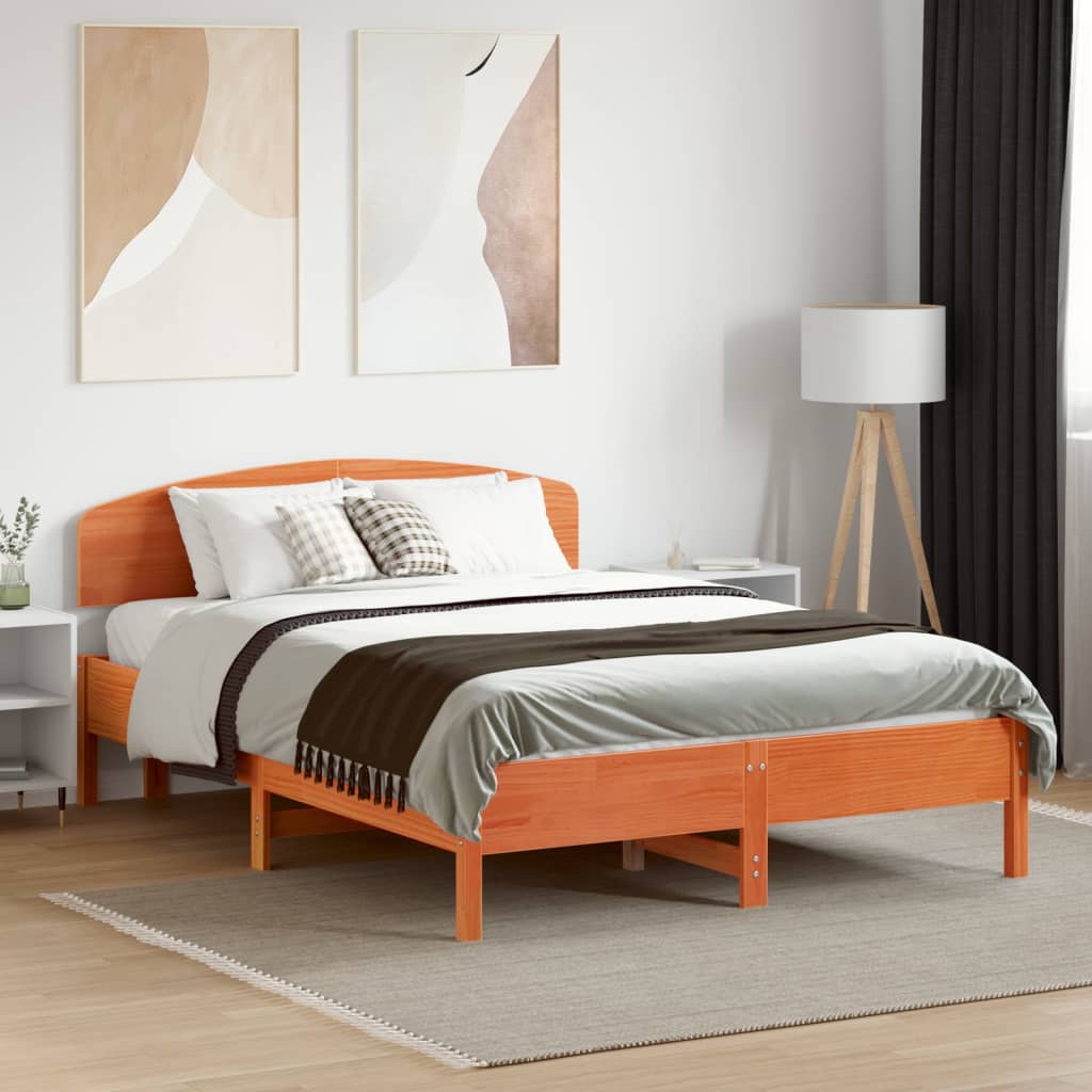 Solid Pine Headboard, Wax Brown Finish, 135 cm