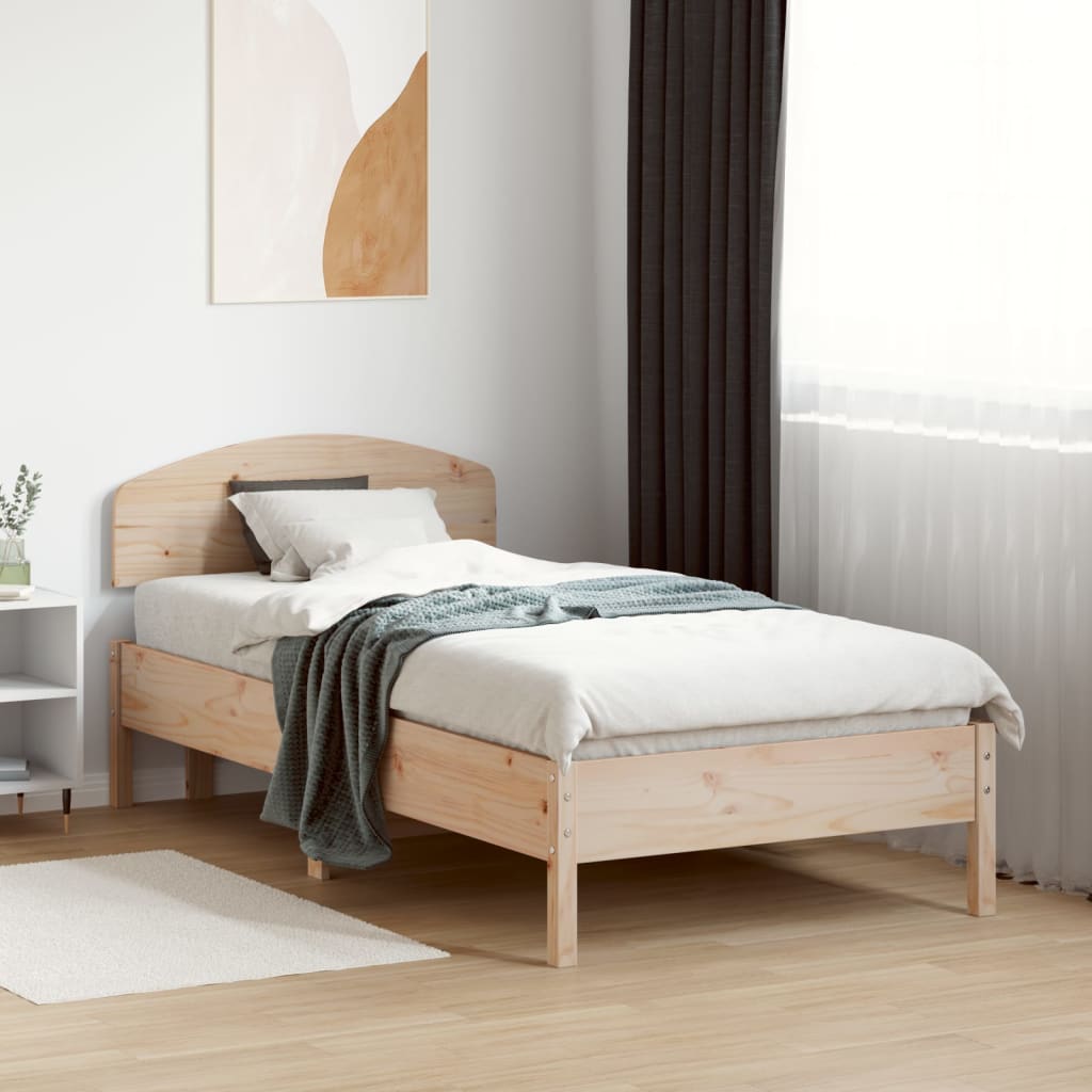 Solid Pine Wood Headboard - Natural Finish, 90 cm