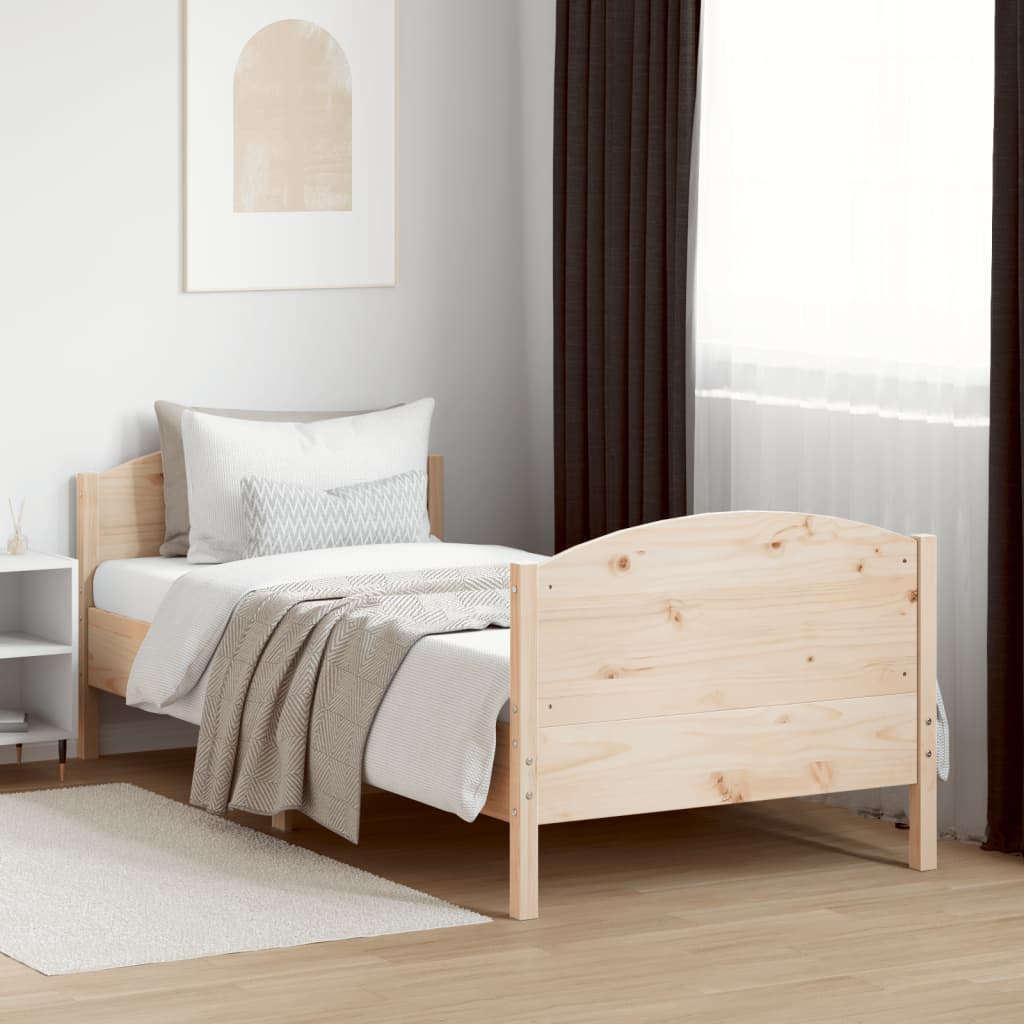Solid Pine Wood Bed Frame 100x200 cm - Mattress Not Included