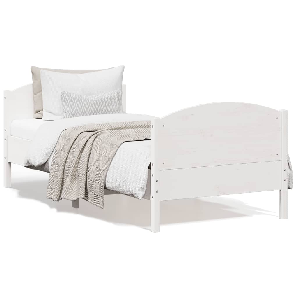 Bed Frame without Mattress White 100x200 cm Solid Wood Pine