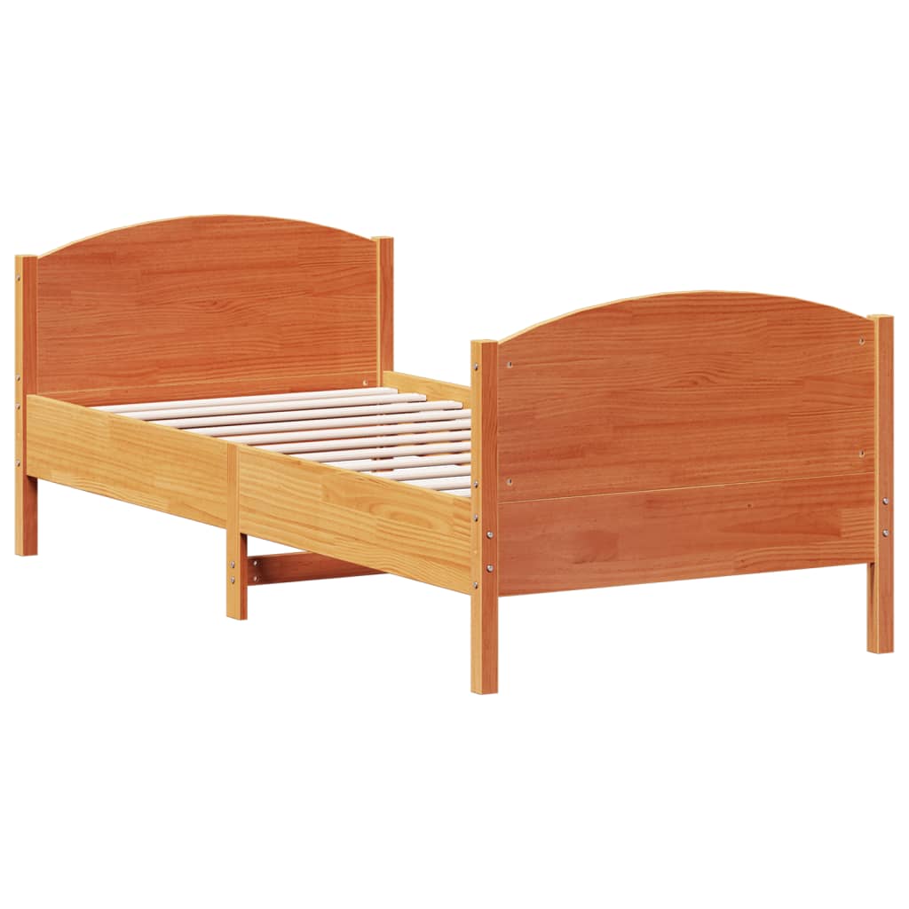 Solid Pine Bed Frame Wax Brown 90x190 cm - Single Size