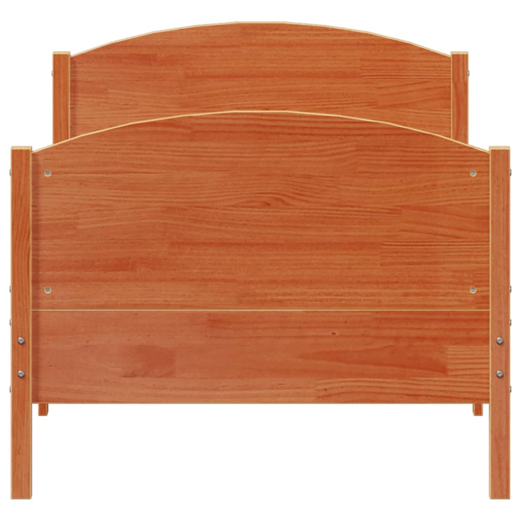 Solid Pine Wood Bed Frame in Wax Brown, 75x190 cm Small Single